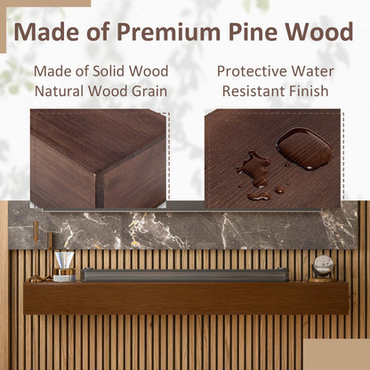 Mensola sospesa per camino in pino massello da parete