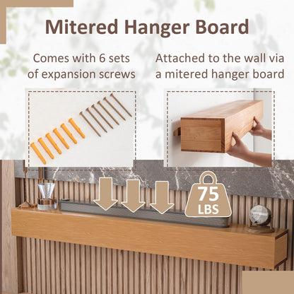 Mensola sospesa per camino in pino massello da parete