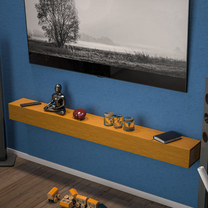 Mensola sospesa per camino in pino massello da parete