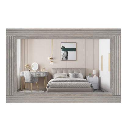 Specchio da bagno piatto con cornice in legno massello