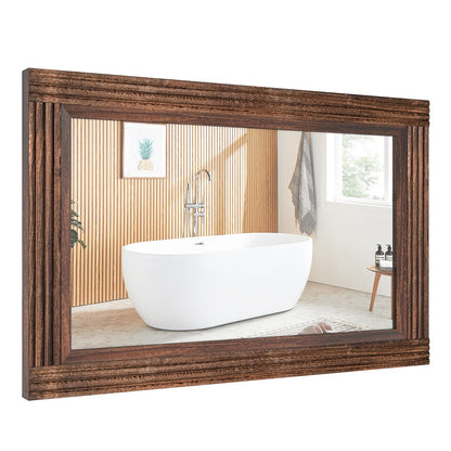 Specchio da bagno piatto con cornice in legno massello