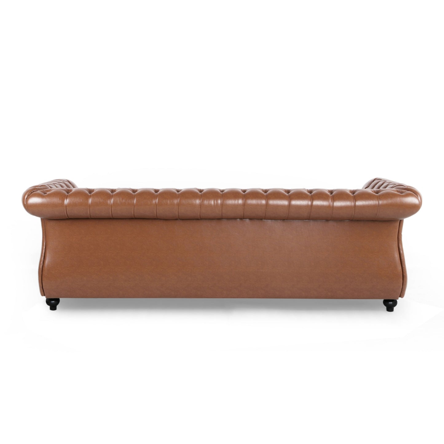 Divano in similpelle trapuntato Somerville Chesterfield con braccioli a volute di Christopher Knight Home
