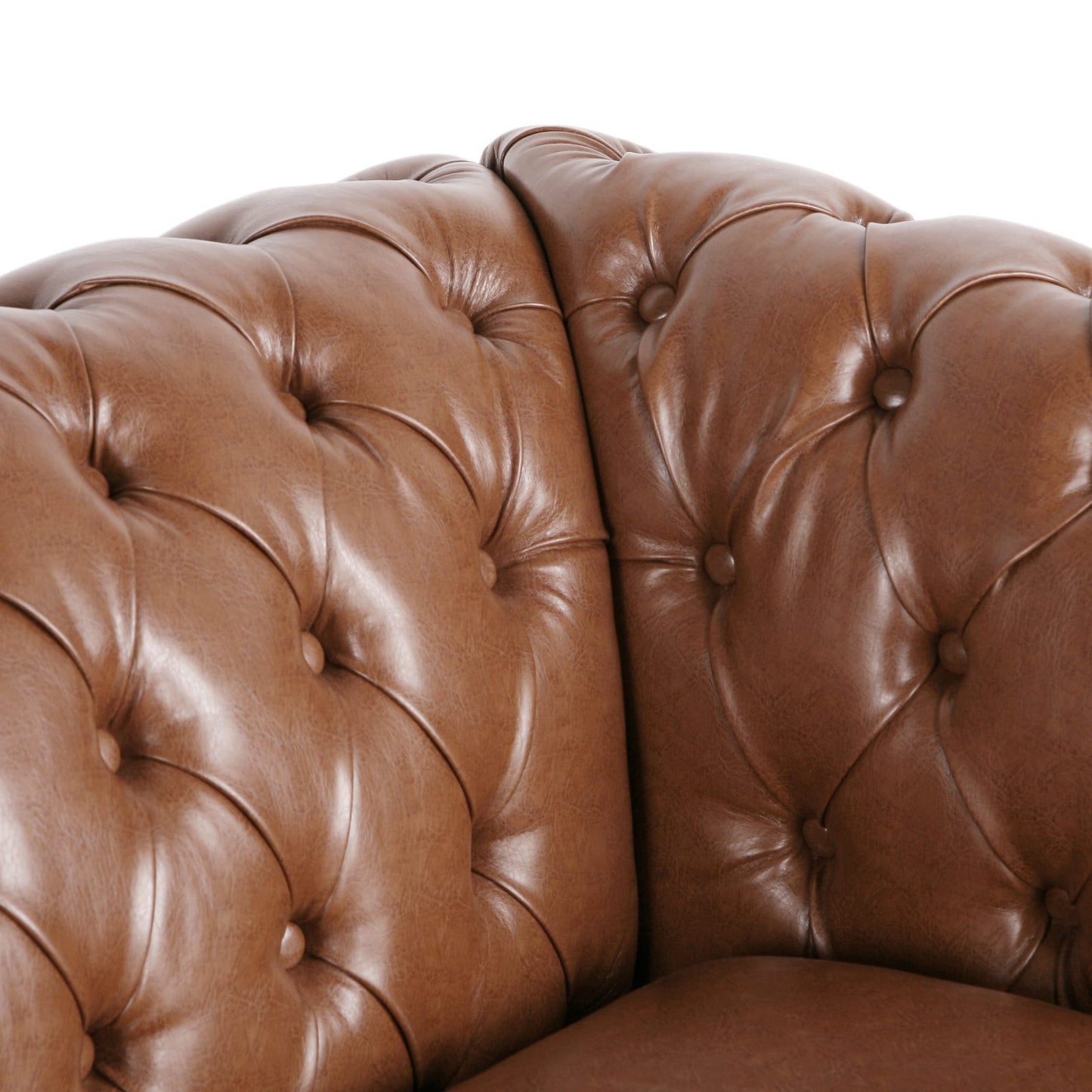 Divano in similpelle trapuntato Somerville Chesterfield con braccioli a volute di Christopher Knight Home