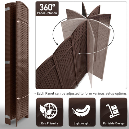 Divisorio per ambienti Sorbus a 6 pannelli, divisorio per la privacy alto, divisorio pieghevole extra largo con doppia cerniera, tessuto a mano, da parete - 6 piedi