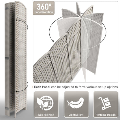 Divisorio per ambienti Sorbus a 6 pannelli, divisorio per la privacy alto, divisorio pieghevole extra largo con doppia cerniera, tessuto a mano, da parete - 6 piedi