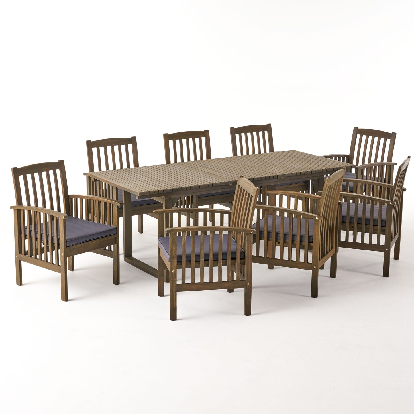 Set da pranzo per esterni Sorrento Acacia Wood da 9 pezzi con tavolo estensibile di Christopher Knight Home