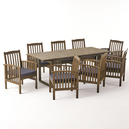 Set da pranzo per esterni Sorrento Acacia Wood da 9 pezzi con tavolo estensibile di Christopher Knight Home