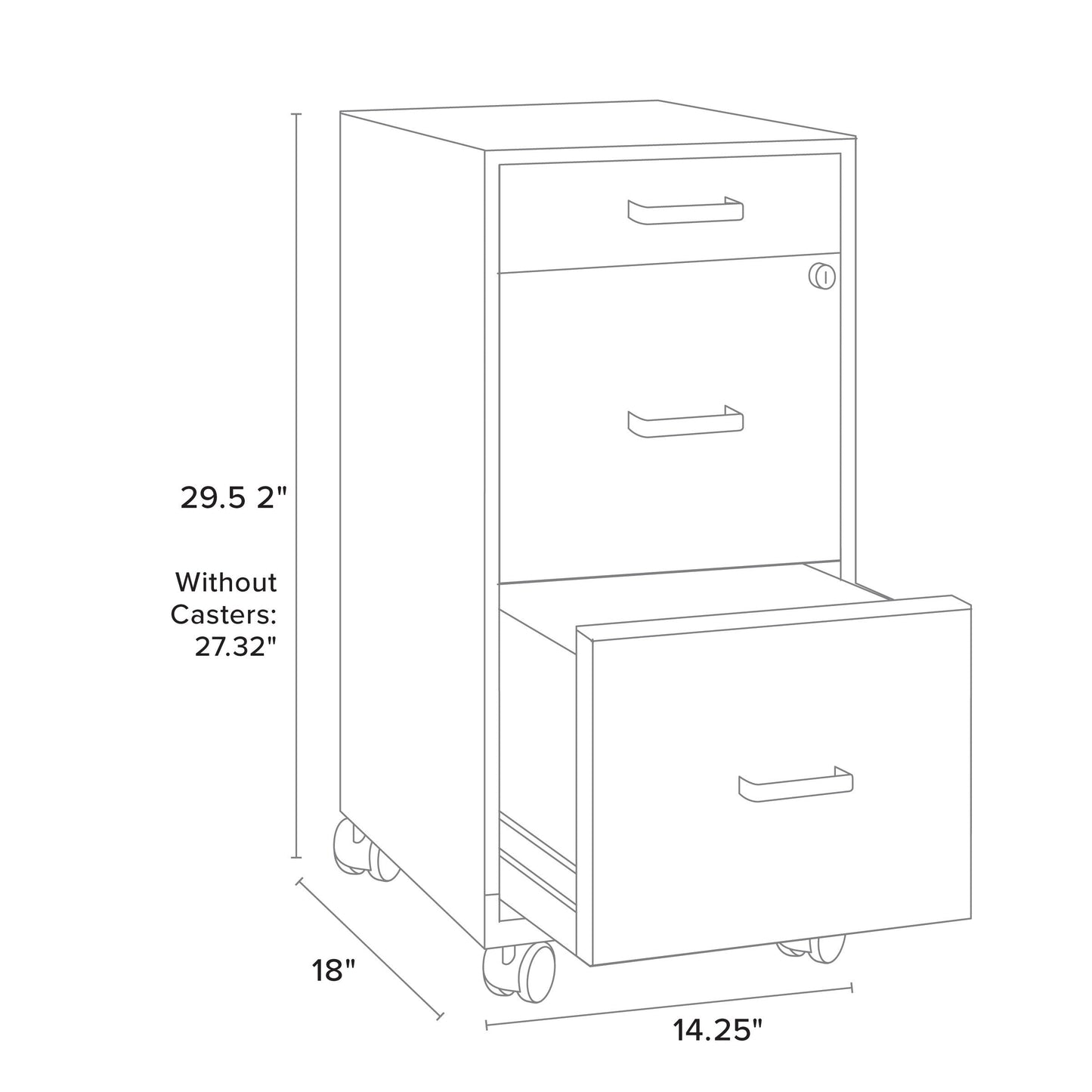 Space Solutions 18 Cassettiera metallica profonda con 3 cassetti