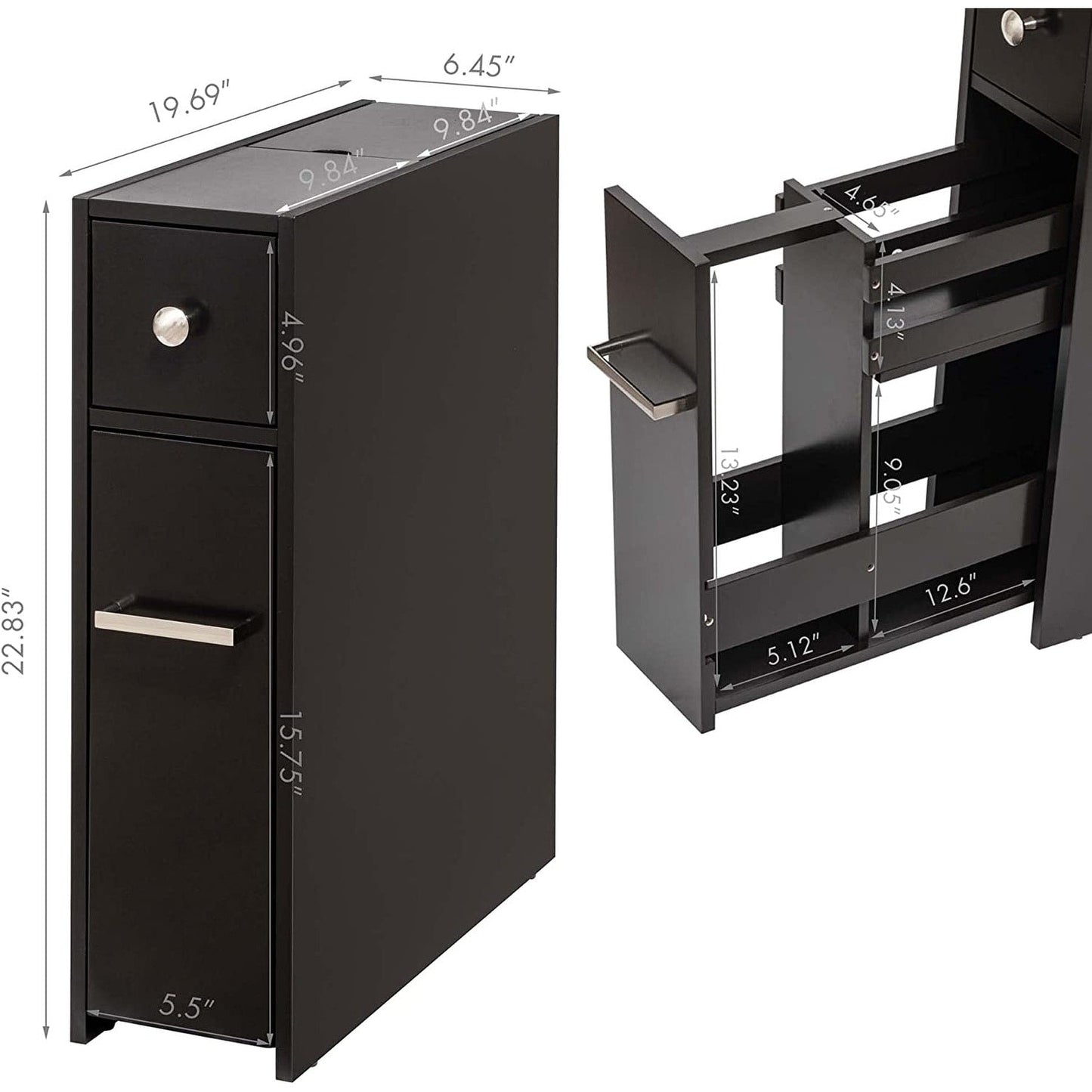 Mobiletto portaoggetti sottile per bagno Spirich Home, porta carta igienica indipendente, mobiletto portaoggetti con cassetto estraibile per bagno