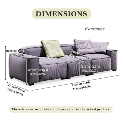 Divano quadrato 110'' Masha Velvet a quattro posti per divano letto da soggiorno