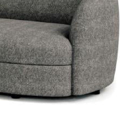 Divano Srey, 84 pollici, bouclé grigio antracite, forma a rene curva e liscia