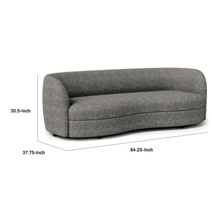 Divano Srey, 84 pollici, bouclé grigio antracite, forma a rene curva e liscia