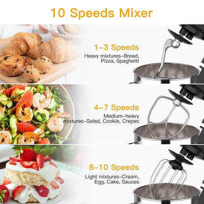 Impastatrice planetaria - Capacità 7,5 QT, 10 impostazioni di velocità, motore da 660 W