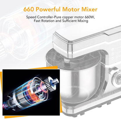 Impastatrice planetaria - Capacità 7,5 QT, 10 impostazioni di velocità, motore da 660 W