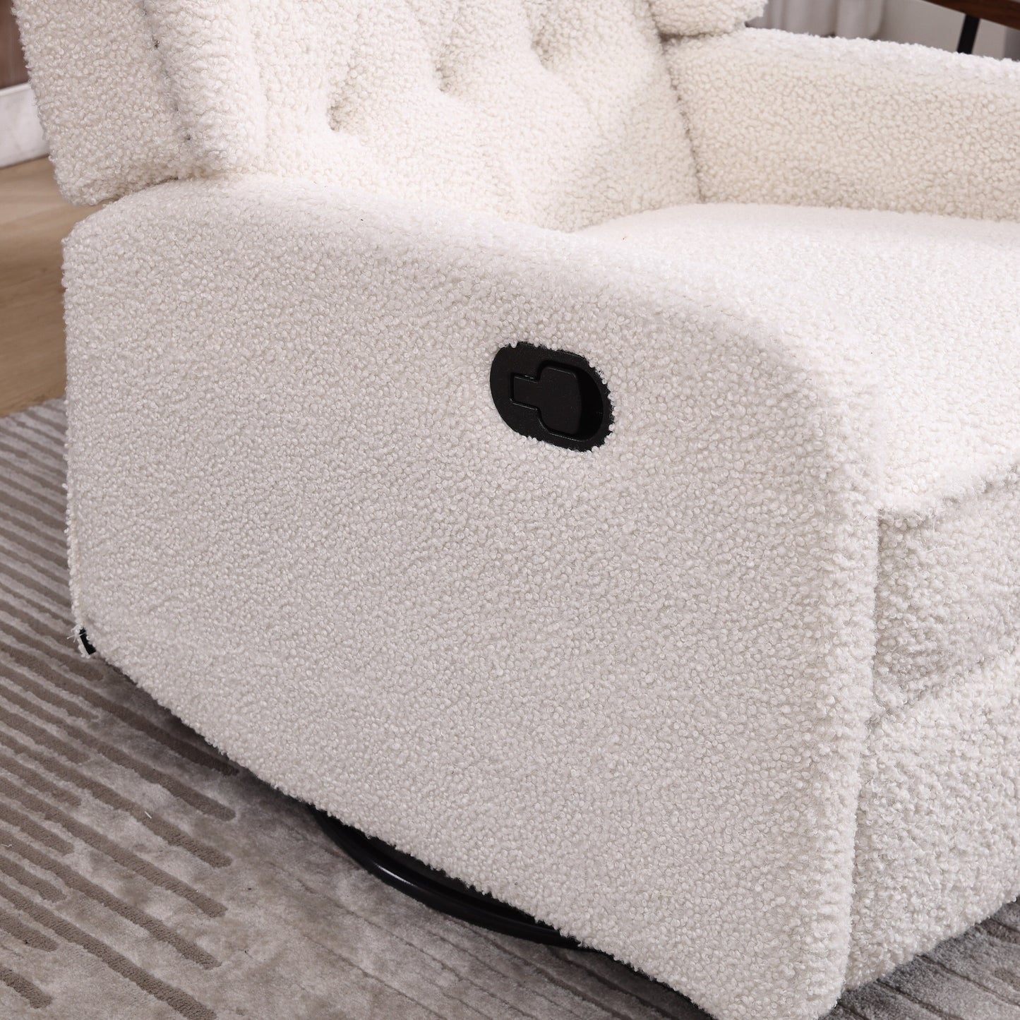 Poltrona reclinabile girevole senza braccioli in tessuto di dimensioni standard con rotazione a 360°, funzione di reclinazione e base scorrevole