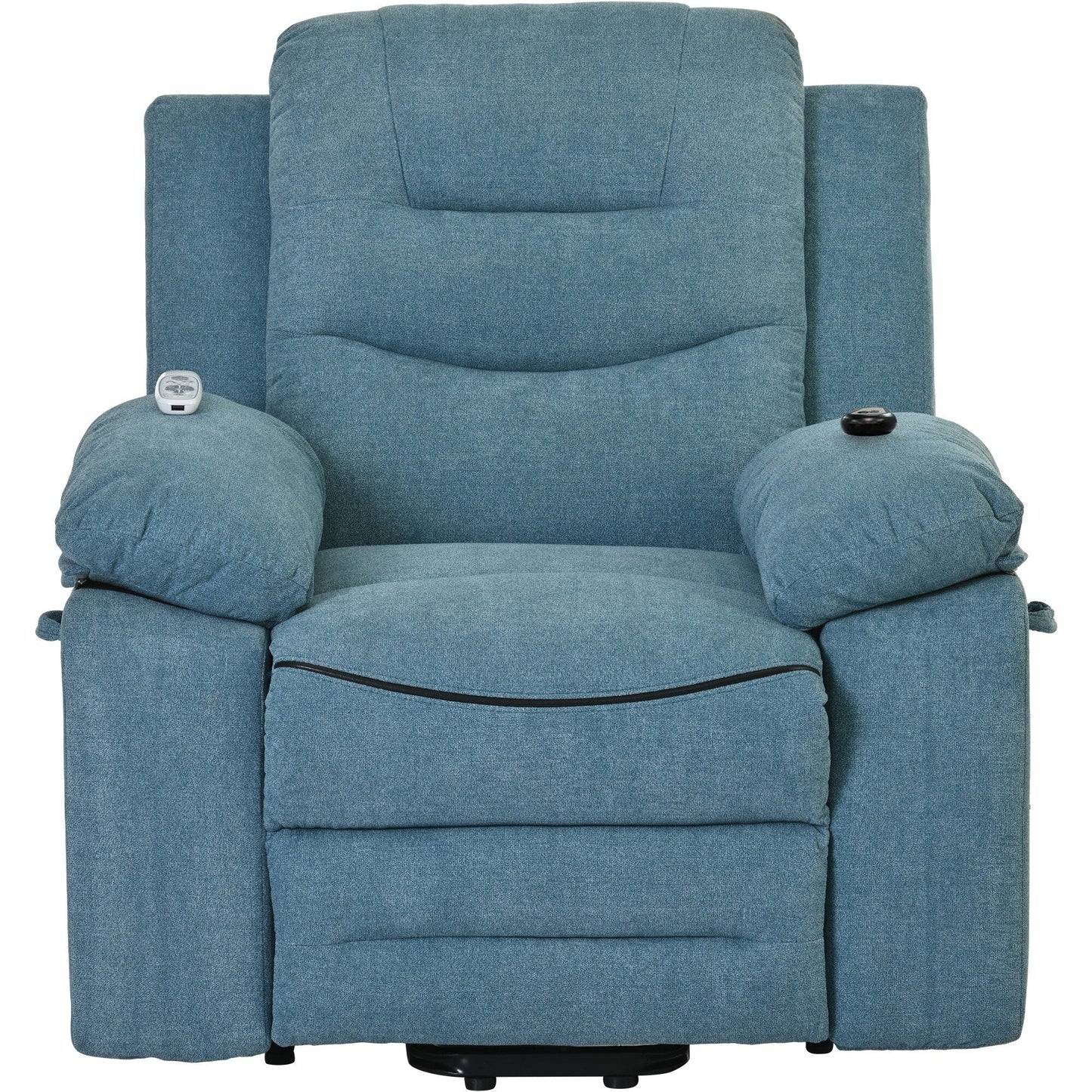 Poltrona reclinabile elettrica in lino di dimensioni standard con massaggio, riscaldamento e tasca portaoggetti laterale