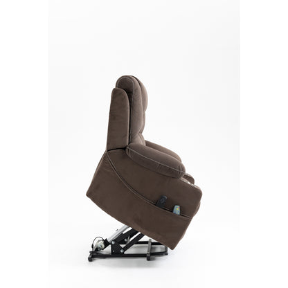 Poltrona reclinabile elettrica a doppio motore in velluto di dimensioni standard con riscaldamento, massaggio e doppio portabicchieri