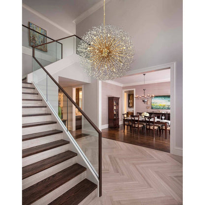 Lampadario Starburst da 47 pollici di larghezza, lampadario in cristallo