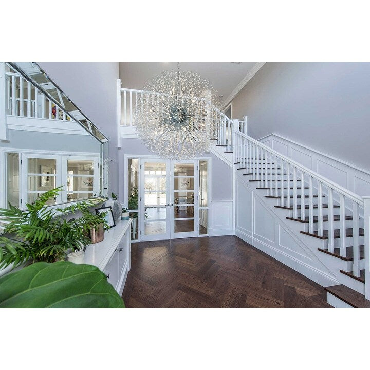 Lampadario Starburst da 47 pollici di larghezza, lampadario in cristallo