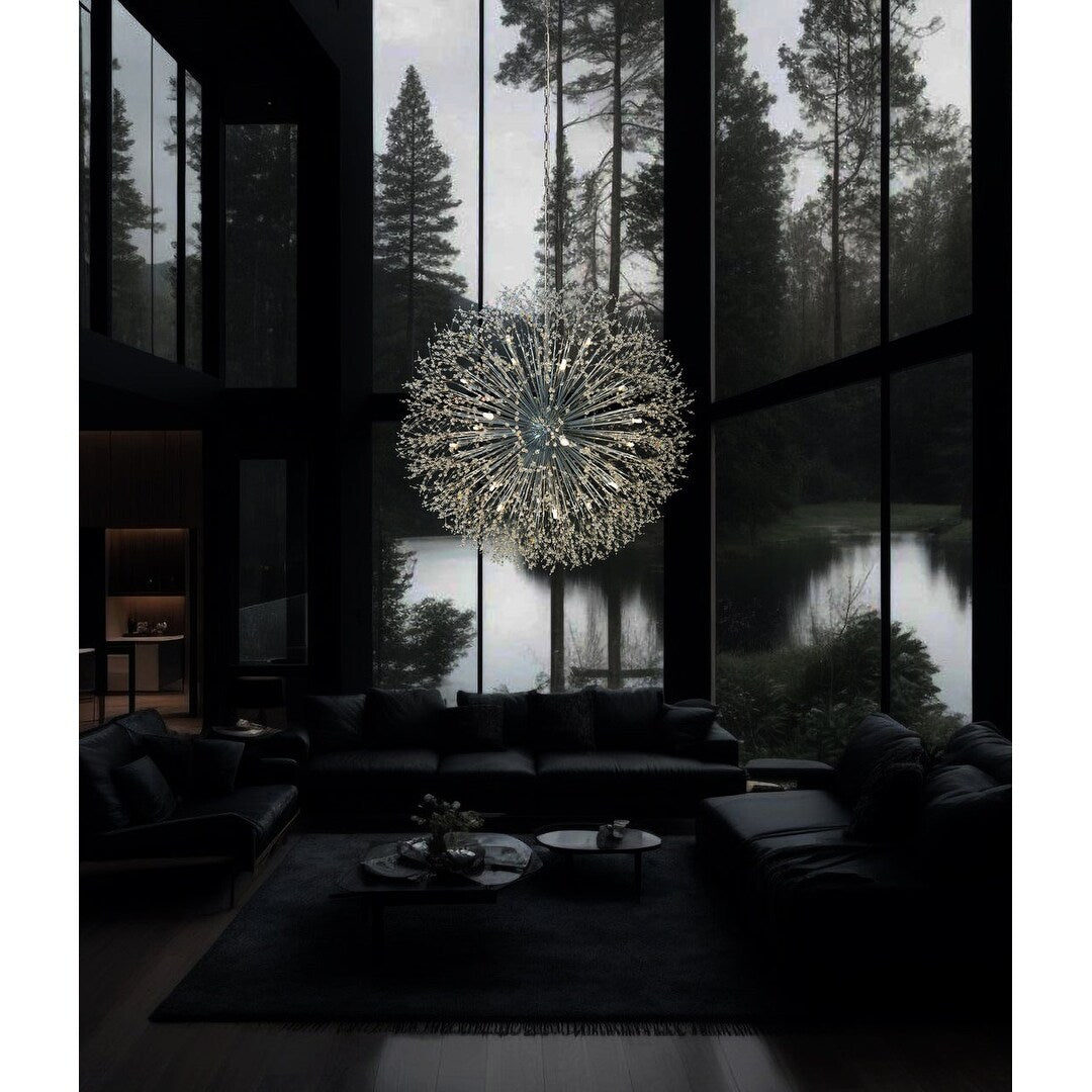 Lampadario Starburst da 47 pollici di larghezza, lampadario in cristallo
