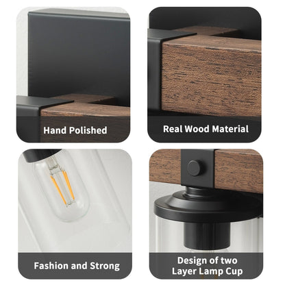 Lampada da toeletta da bagno Starsky in vetro dimmerabile, stile fattoria moderna, a 2/3/4 luci, con paralume cilindrico trasparente