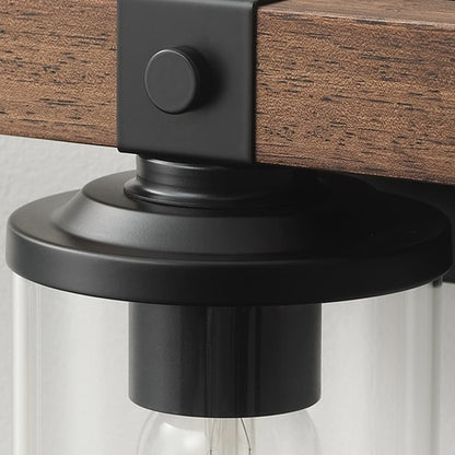 Lampada da toeletta da bagno Starsky in vetro dimmerabile, stile fattoria moderna, a 2/3/4 luci, con paralume cilindrico trasparente