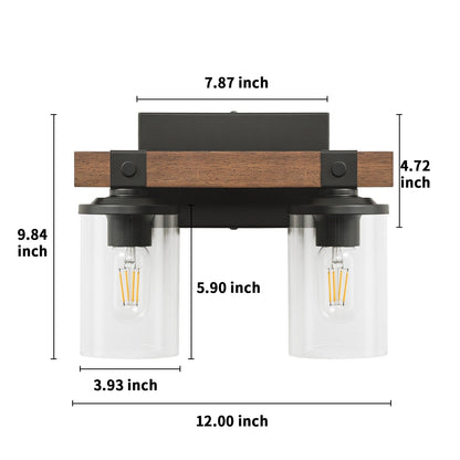 Lampada da toeletta da bagno Starsky in vetro dimmerabile, stile fattoria moderna, a 2/3/4 luci, con paralume cilindrico trasparente