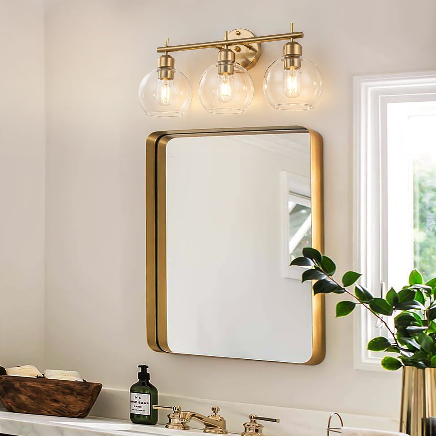 Lampada da bagno moderna dimmerabile Starsky a 4 luci con paralume in vetro a globo