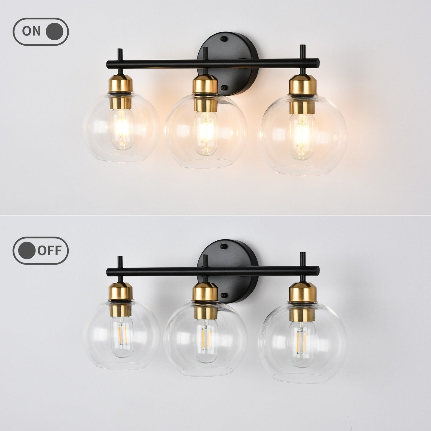 Lampada da bagno moderna dimmerabile Starsky a 4 luci con paralume in vetro a globo