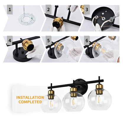 Lampada da bagno moderna dimmerabile Starsky a 4 luci con paralume in vetro a globo