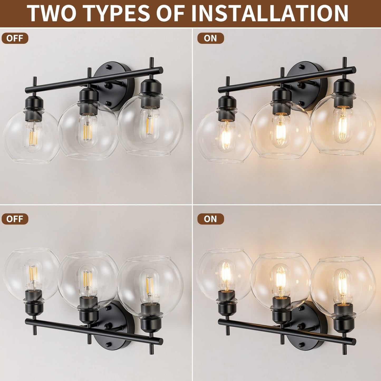 Lampada da bagno moderna dimmerabile Starsky a 4 luci con paralume in vetro a globo