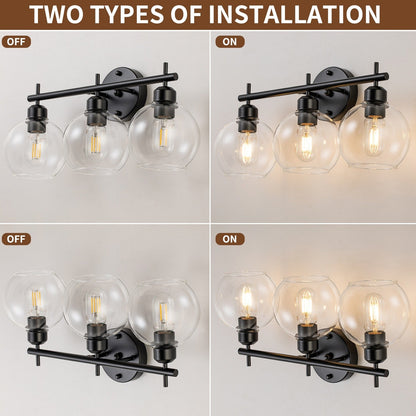 Lampada da bagno moderna dimmerabile Starsky a 4 luci con paralume in vetro a globo