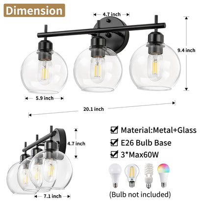 Lampada da bagno moderna dimmerabile Starsky a 4 luci con paralume in vetro a globo