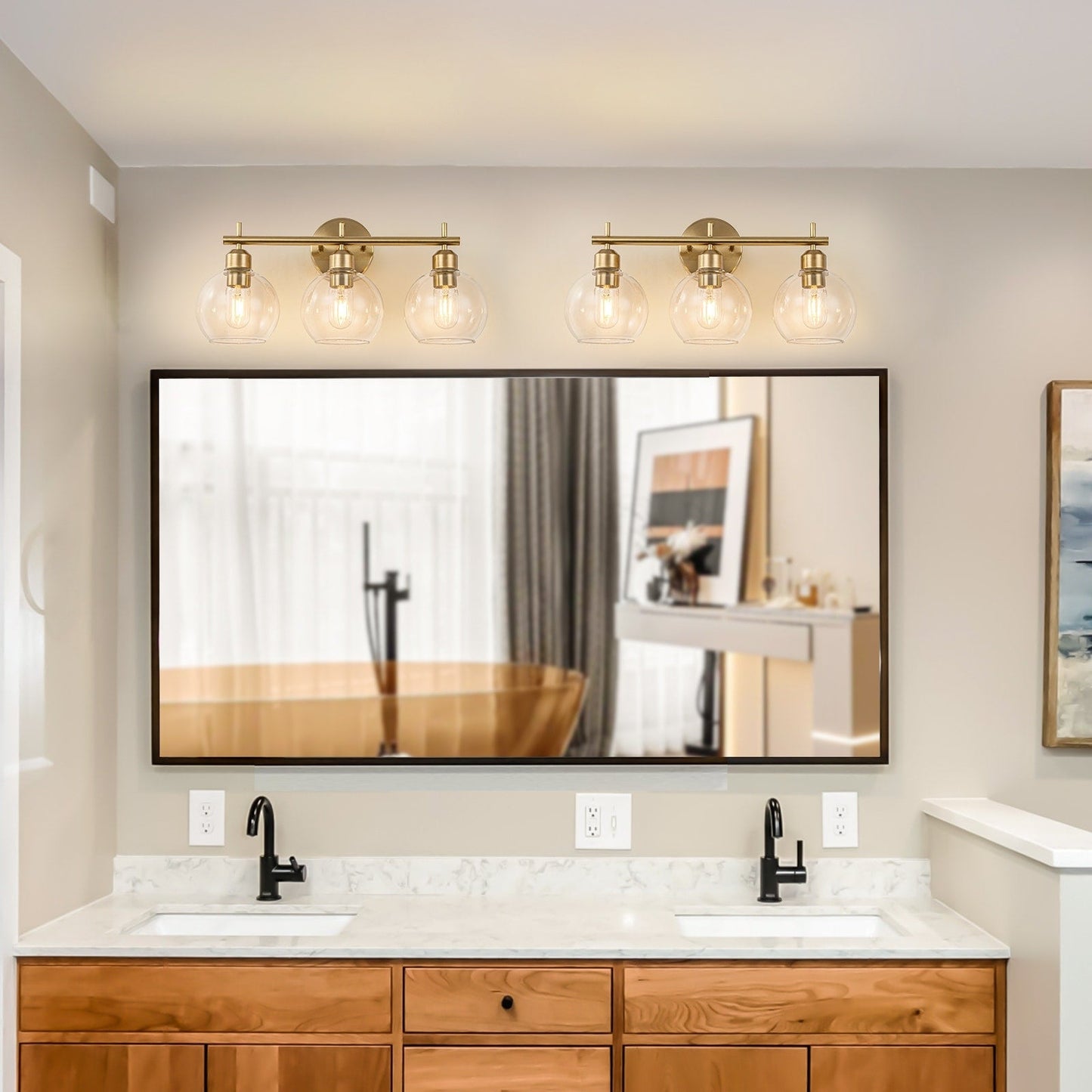 Lampada da bagno moderna dimmerabile Starsky a 4 luci con paralume in vetro a globo