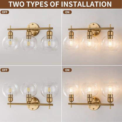 Lampada da bagno moderna dimmerabile Starsky a 4 luci con paralume in vetro a globo