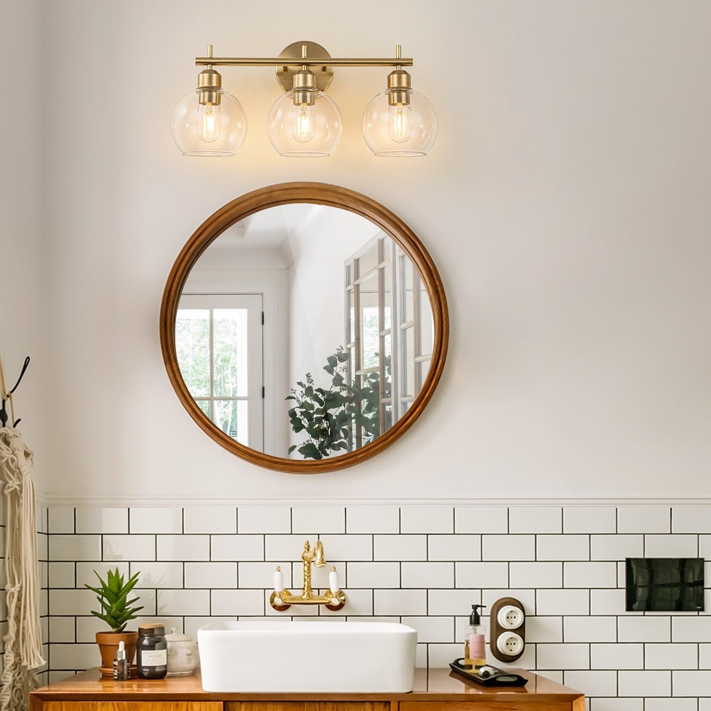 Lampada da bagno moderna dimmerabile Starsky a 4 luci con paralume in vetro a globo