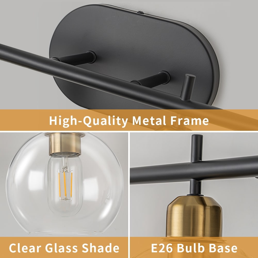 Lampada da bagno moderna dimmerabile Starsky a 4 luci con paralume in vetro a globo