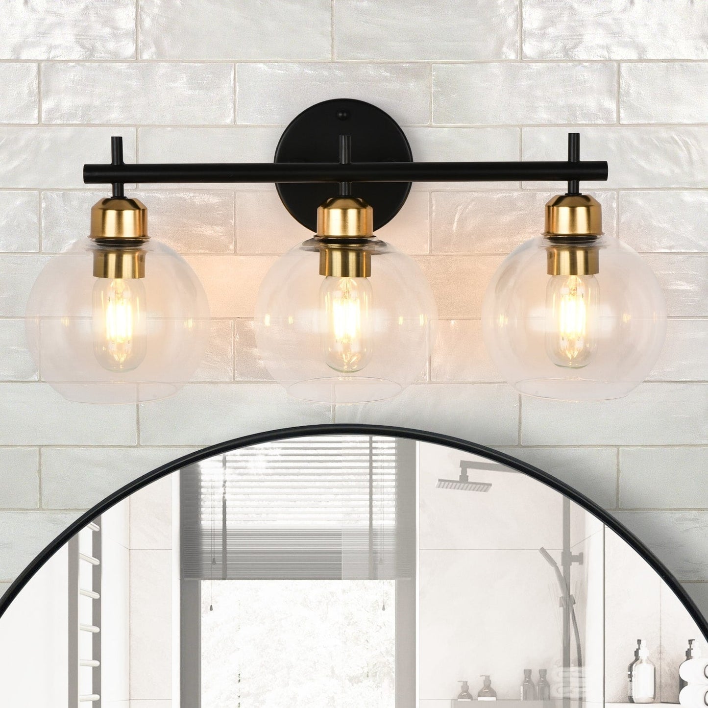 Lampada da bagno moderna dimmerabile Starsky a 4 luci con paralume in vetro a globo