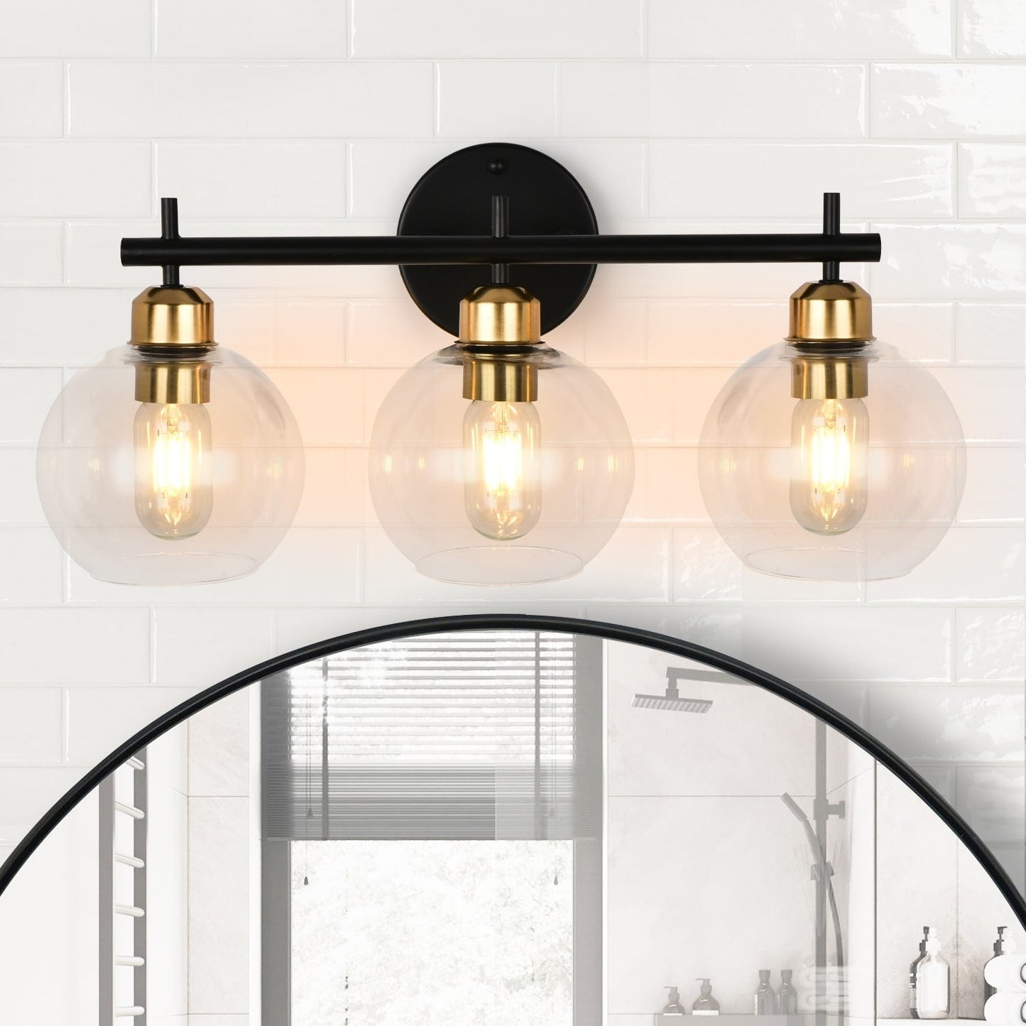 Lampada da bagno moderna dimmerabile Starsky a 4 luci con paralume in vetro a globo