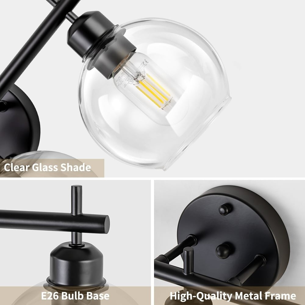 Lampada da bagno moderna dimmerabile Starsky a 4 luci con paralume in vetro a globo