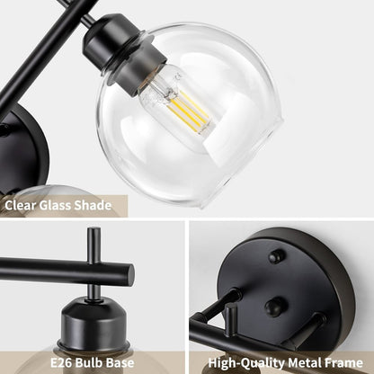 Lampada da bagno moderna dimmerabile Starsky a 4 luci con paralume in vetro a globo