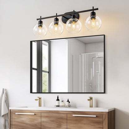 Lampada da bagno moderna dimmerabile Starsky a 4 luci con paralume in vetro a globo