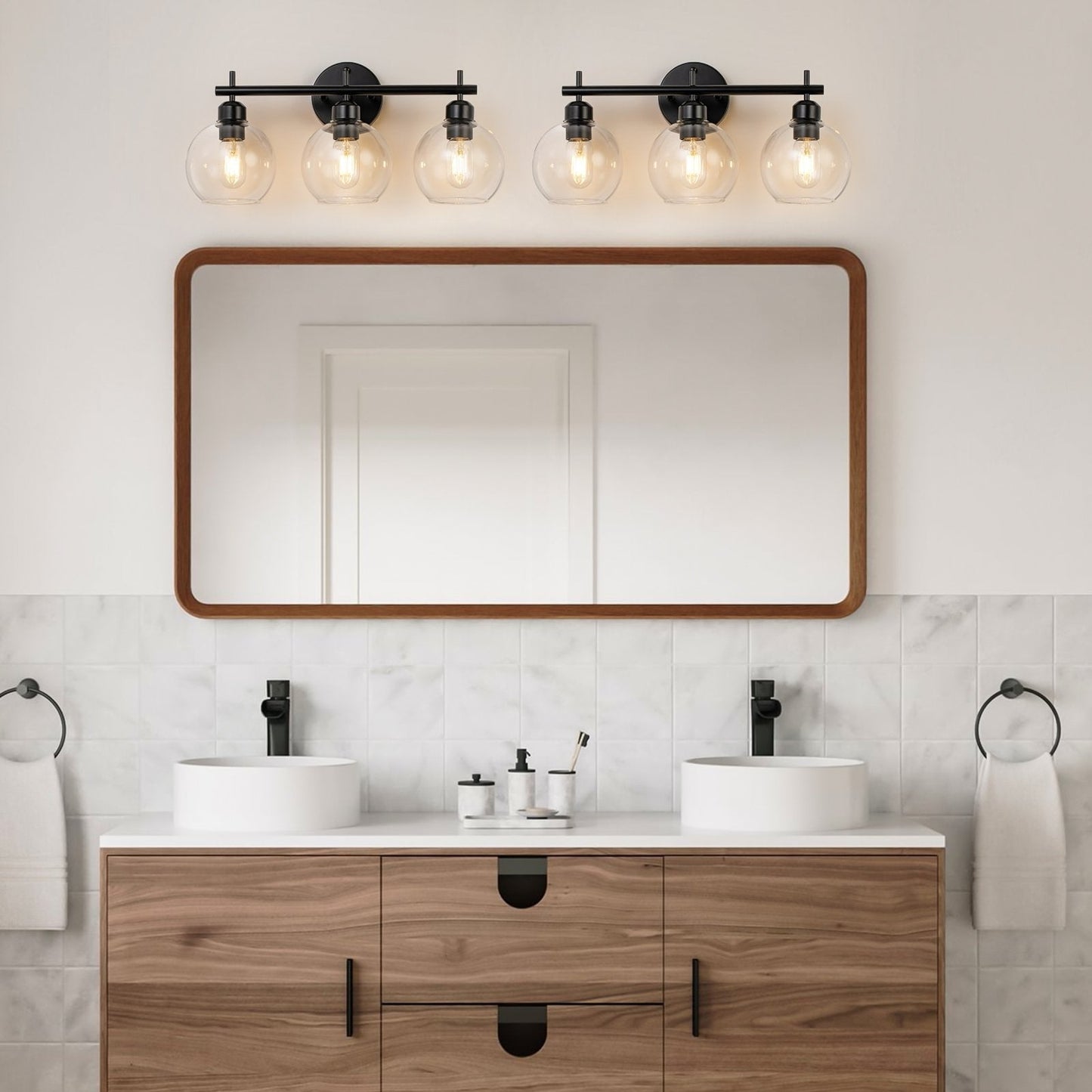 Lampada da bagno moderna dimmerabile Starsky a 4 luci con paralume in vetro a globo
