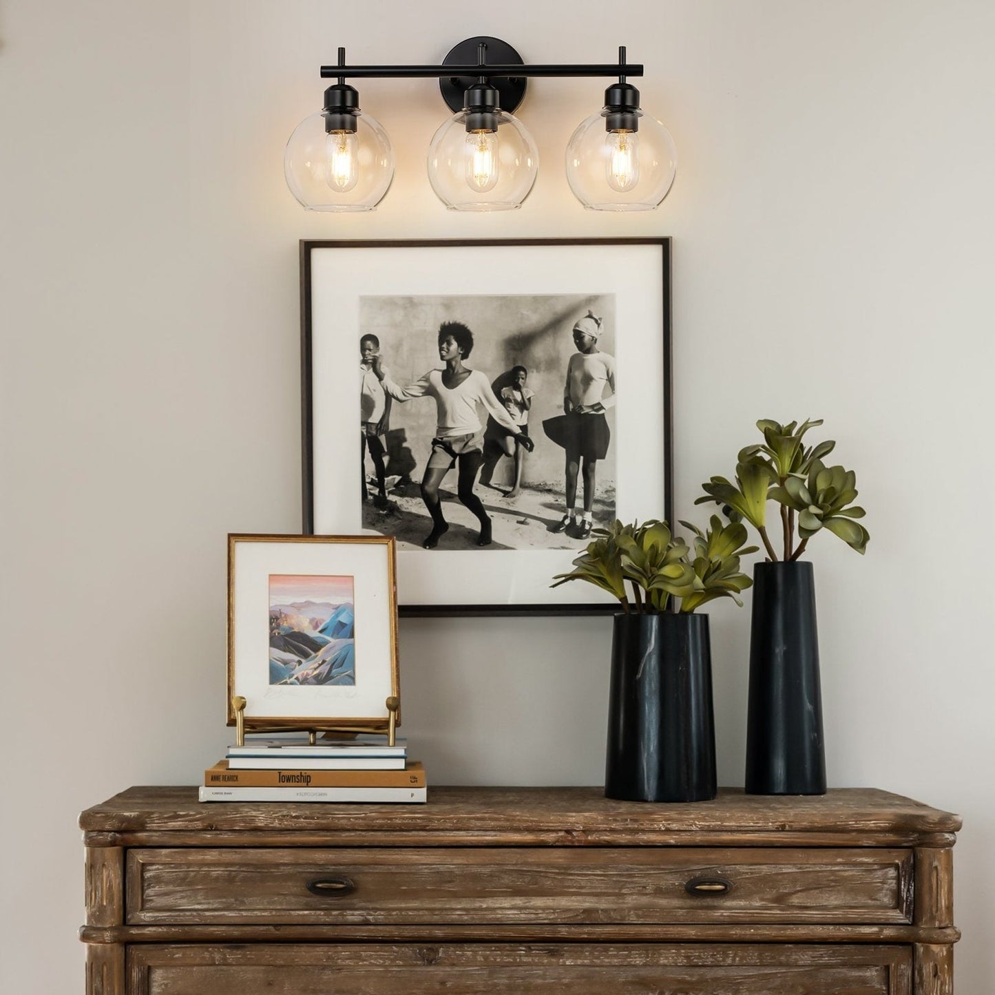 Lampada da bagno moderna dimmerabile Starsky a 4 luci con paralume in vetro a globo