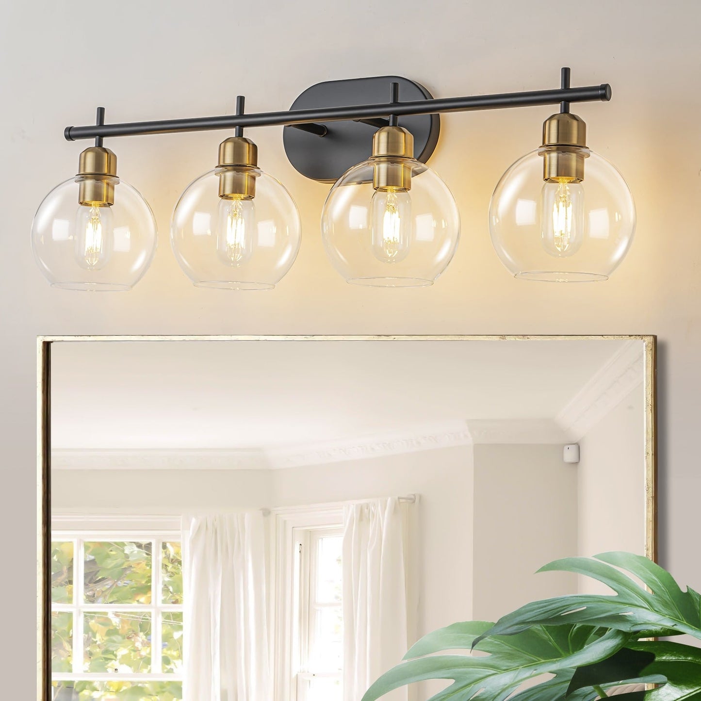 Lampada da bagno moderna dimmerabile Starsky a 4 luci con paralume in vetro a globo