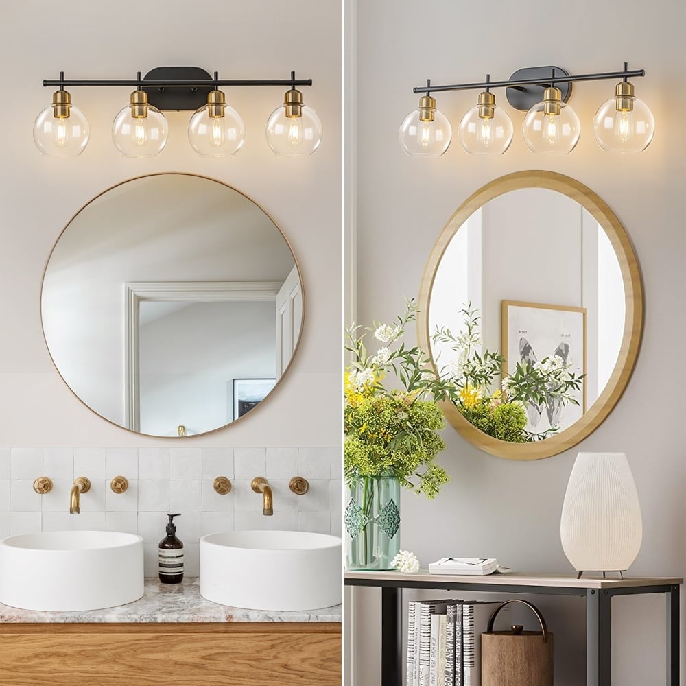 Lampada da bagno moderna dimmerabile Starsky a 4 luci con paralume in vetro a globo