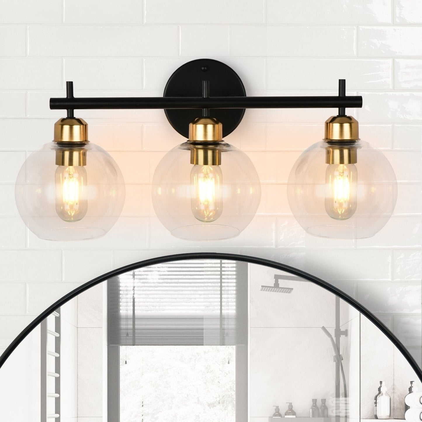 Lampada da bagno moderna dimmerabile Starsky a 4 luci con paralume in vetro a globo