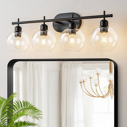 Lampada da bagno moderna dimmerabile Starsky a 4 luci con paralume in vetro a globo