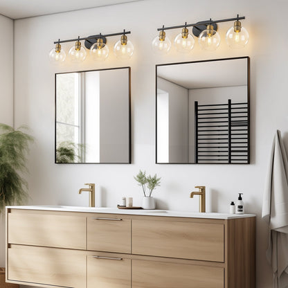 Lampada da bagno moderna dimmerabile Starsky a 4 luci con paralume in vetro a globo