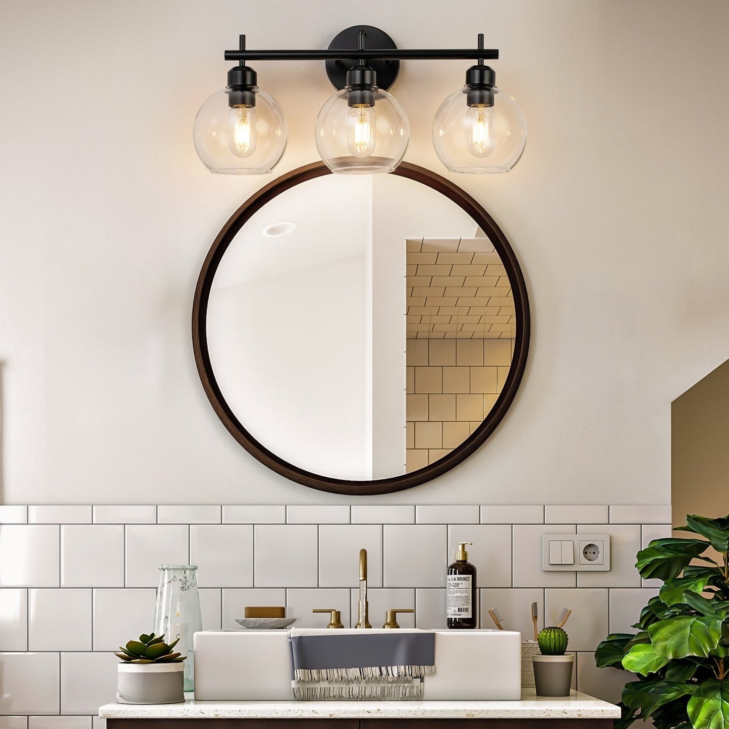 Lampada da bagno moderna dimmerabile Starsky a 4 luci con paralume in vetro a globo